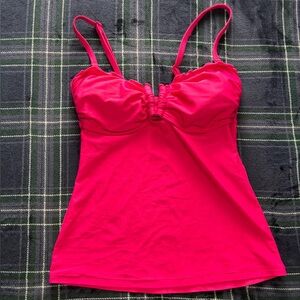 Croft & Barrow Hot Pink babydoll swimsuit top with ruffle details. Size 6